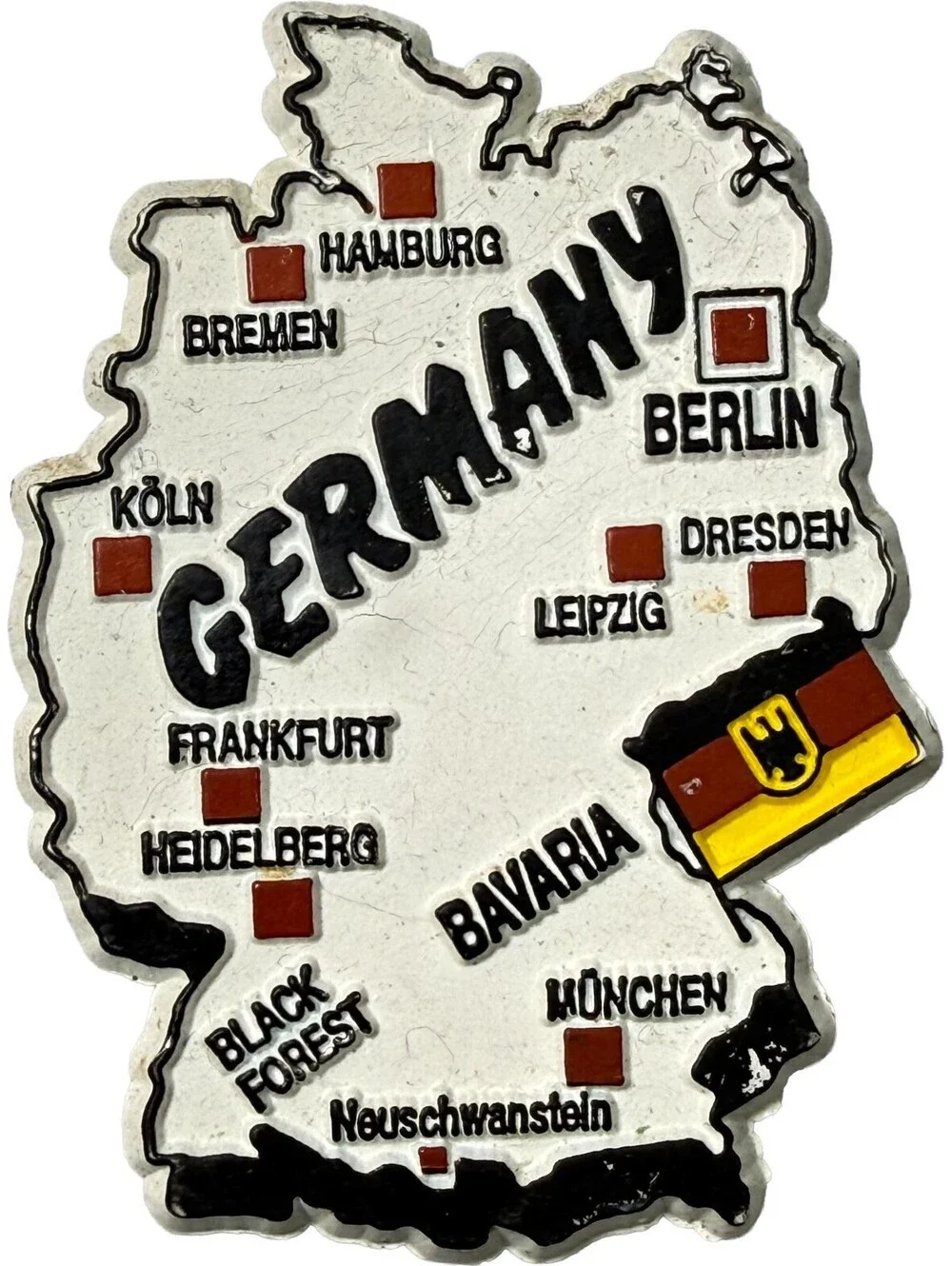 3 pc Magnet Lot Germany Map - Belgium Map - Paris Eiffel Tower - Europe Travel